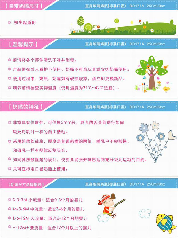 寶德直身玻璃奶瓶250ml粉