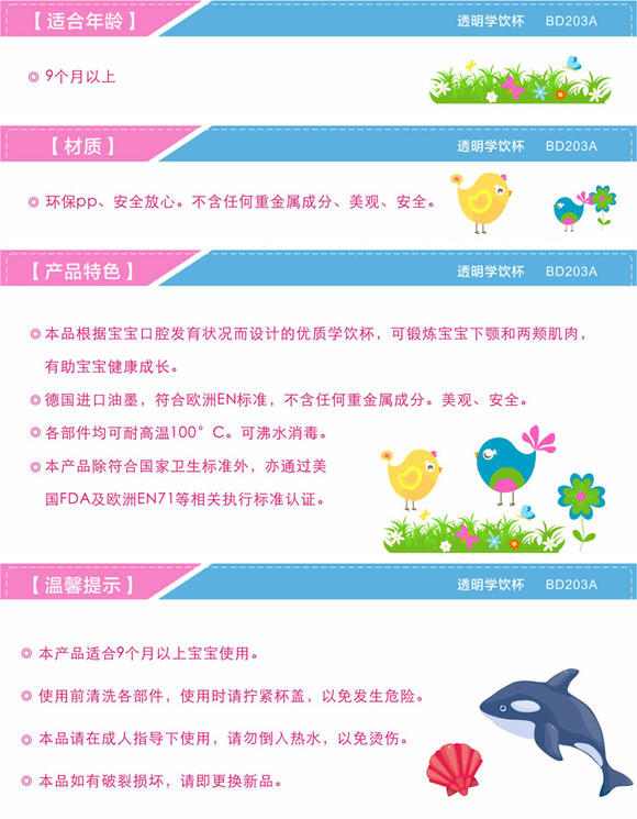 寶德透明學飲杯200ml藍