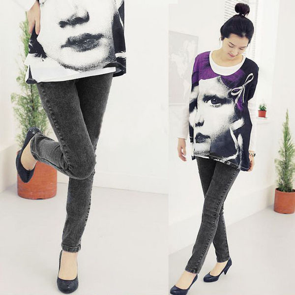 EQMUMBABY孕婦牛仔褲鉛筆褲托腹褲