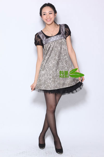 科筆銀纖維印花馬甲豹紋