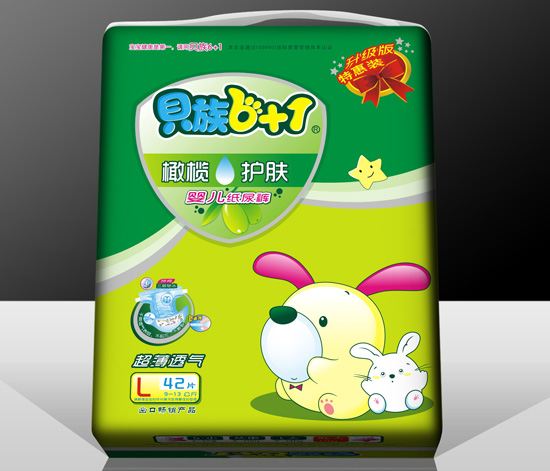 貝族6+1橄欖護膚+雙彈力腰圍紙尿褲L碼