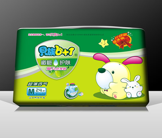 貝族6+1橄欖護(hù)膚+雙彈力腰圍紙尿褲M24片