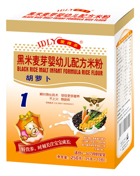 愛(ài)得樂(lè)黑米麥芽嬰幼兒配方米粉胡蘿卜