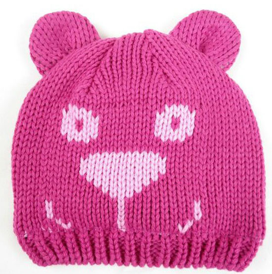 幼之戀卡通熊幼兒帽品紅