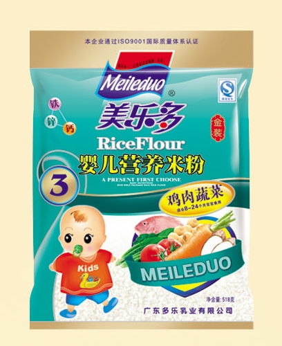 美多樂袋裝雞肉蔬菜嬰兒營養(yǎng)米粉3段