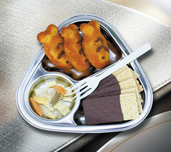 朗維兒童三格抗菌不銹鋼餐盤