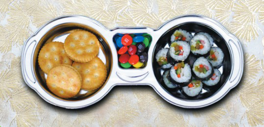 朗維兒童圓形雙格抗菌餐盤(pán)