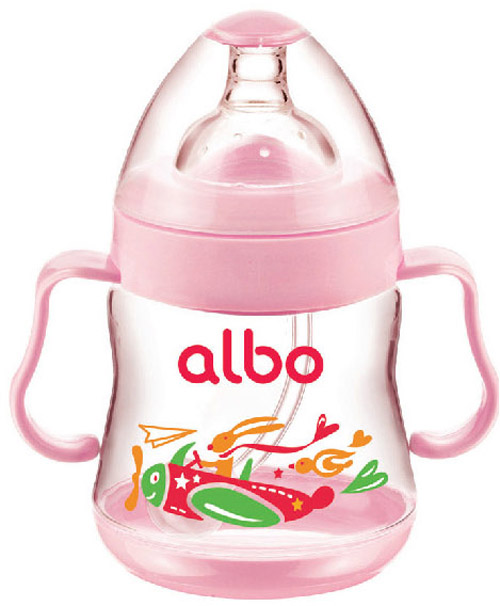 愛樂寶PP圓弧自動奶瓶210ml粉色