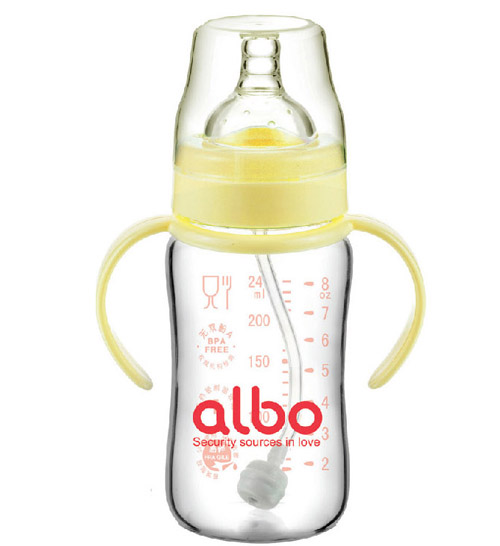 愛樂寶自動(dòng)晶鉆玻璃奶瓶240ml黃色
