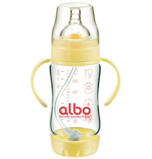 愛樂寶防吐自動比玻璃奶瓶240ml黃色