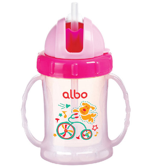 愛樂寶雙耳吸管杯杯200ml粉色