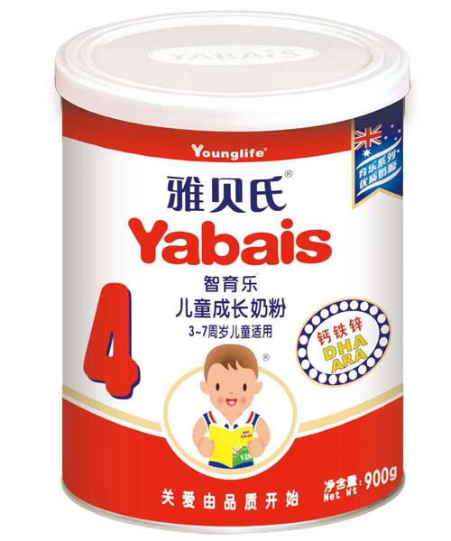 雅貝氏金裝優(yōu)育樂兒童成長(zhǎng)奶粉3段900克4段