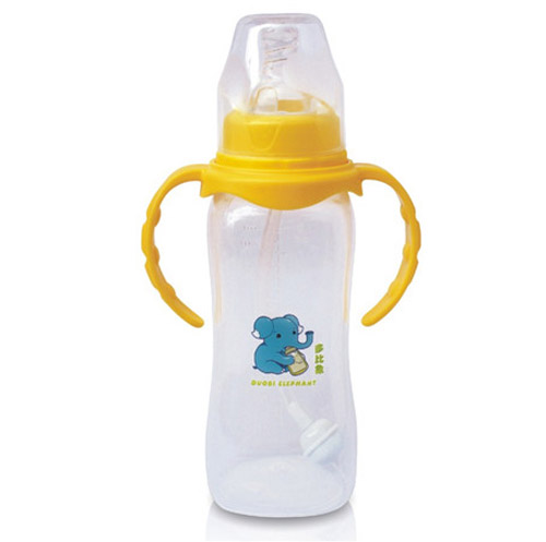 多比象帶手柄嬰兒自動(dòng)奶瓶黃色