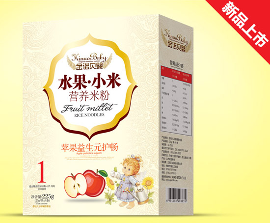 金諾貝嬰蘋(píng)果益生元護(hù)暢水果小米米粉盒裝