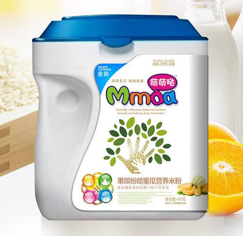 萌萌噠480克手拿桶果繽紛哈密瓜營養(yǎng)米粉