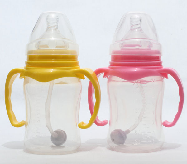 新兒寶寬口210ml雙耳自動(dòng)圓腰形PP奶瓶