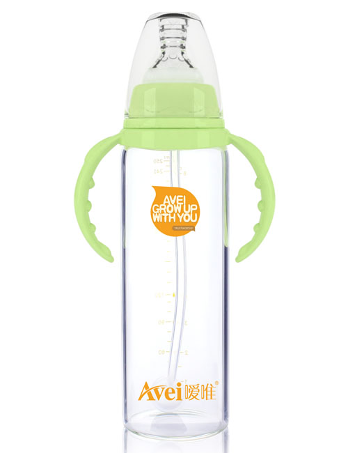 噯唯標(biāo)準(zhǔn)口徑帶柄自動(dòng)高硼硅玻璃奶瓶(250ml)