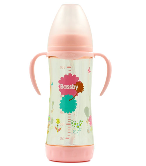 貝斯比寬口弧形PPSU防脹氣自動(dòng)奶瓶300ml紅色