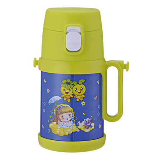 天使貝貝兒童水杯帶手柄綠色