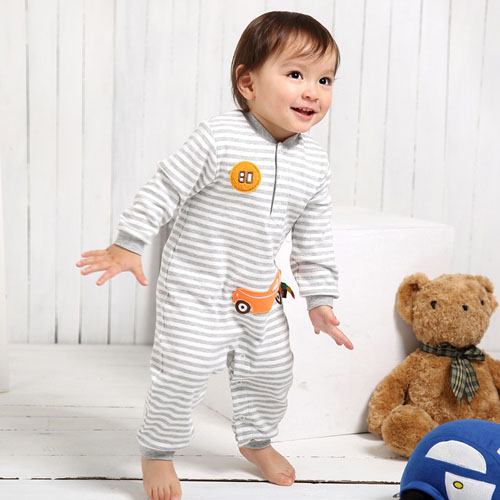 棉果果長袖半開領哈衣