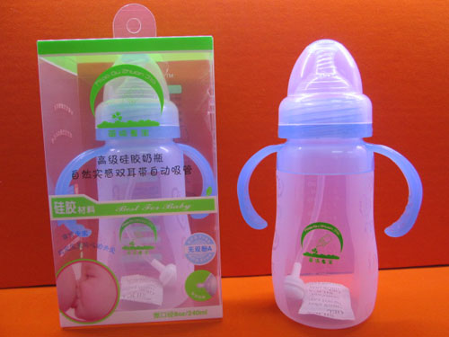 苗哺專家8安雙耳帶自動(dòng)吸管高級(jí)硅膠奶瓶