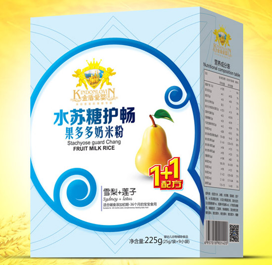 金盾愛(ài)嬰雪梨蓮子水蘇糖水果奶米粉盒裝