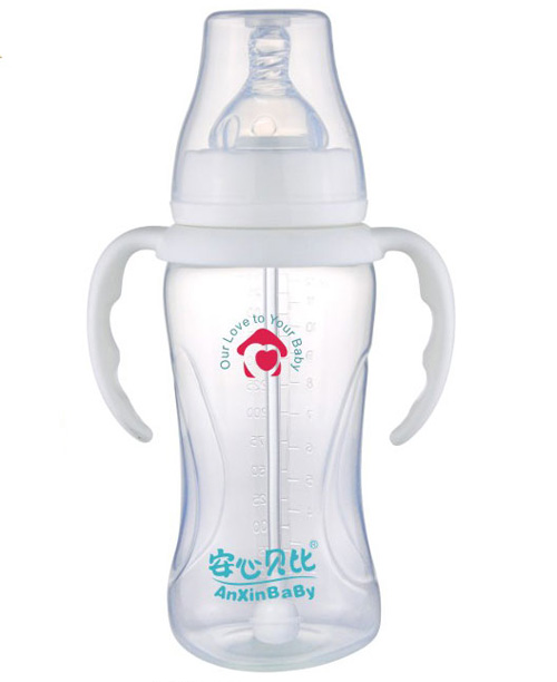 安心貝比雙柄標口自動吸管葫蘆弧形奶瓶350ml