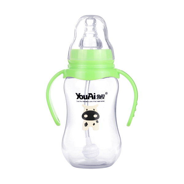 幼愛PP標(biāo)口帶柄自動吸葫蘆奶瓶180ml