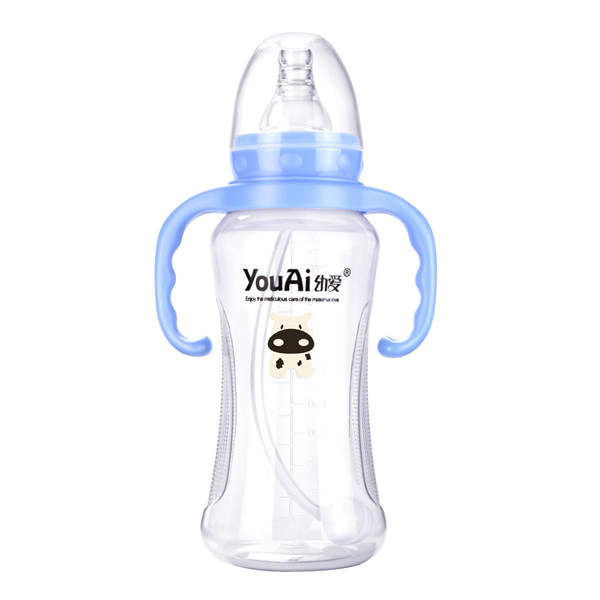 幼愛(ài)EQ標(biāo)口帶柄自動(dòng)吸PP奶瓶300ml