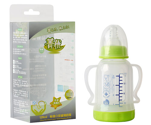 菁優(yōu)標(biāo)準(zhǔn)口徑玻璃奶瓶120ml綠色