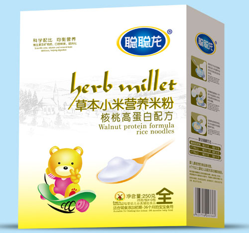 聰聰龍核桃高蛋白配方草本小米米粉全段盒裝