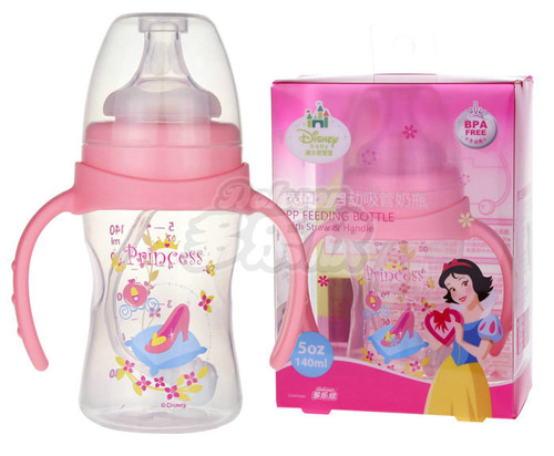 迪士尼寶寶寬口徑手柄自動(dòng)吸管奶瓶(小號(hào))140ml