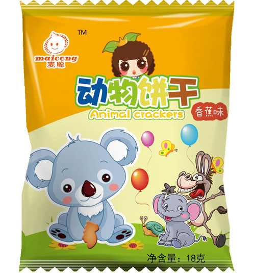 麥聰動(dòng)物餅干香蕉味袋裝18g