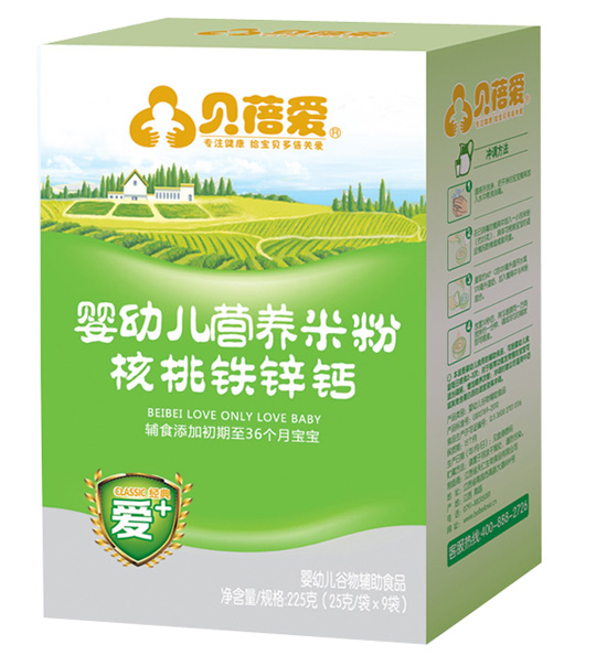 貝蓓愛經(jīng)典愛+米粉核桃鐵鋅鈣嬰幼兒營(yíng)養(yǎng)米粉
