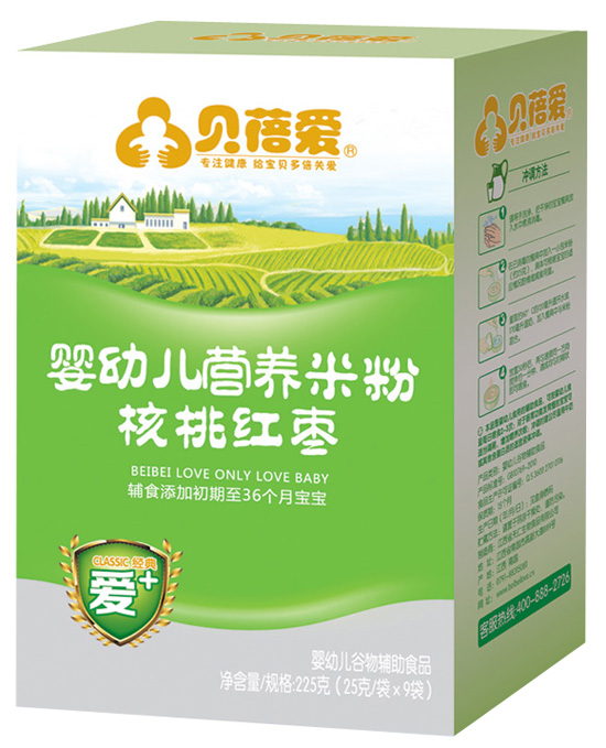 貝蓓愛(ài)經(jīng)典愛(ài)+米粉核桃紅棗嬰幼兒營(yíng)養(yǎng)米粉