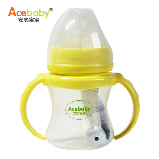 安心寶寶150ml小蠻腰PP奶瓶黃色帶蓋