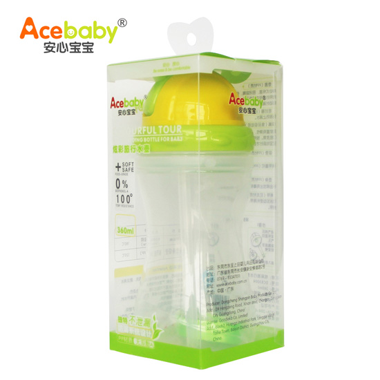 安心寶寶炫彩旅行水壺黃蓋綠邊盒裝