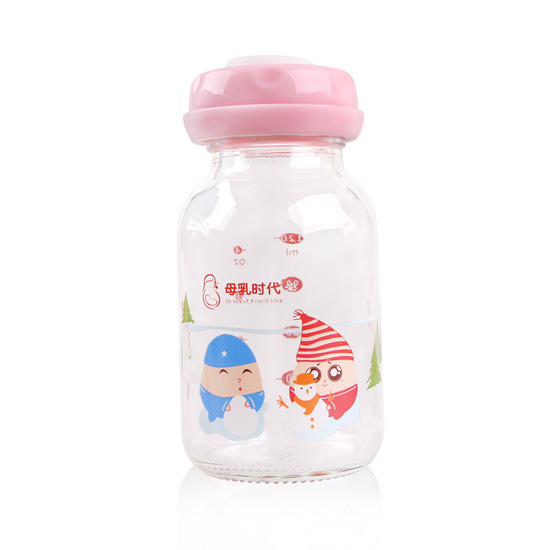 母乳時代卡通玻璃標(biāo)口母乳儲存瓶120ML