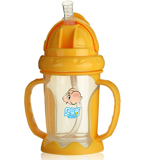 貝嬰奇兒童雙耳吸管水杯黃色