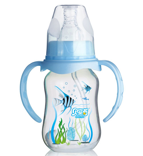 貝嬰奇120ml標(biāo)口圓弧奶瓶藍(lán)色