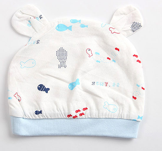 金色小魚單面竹纖維雙耳帽