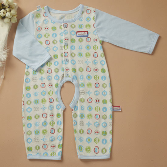 金色小魚純棉素色單面數(shù)字開(kāi)檔哈衣