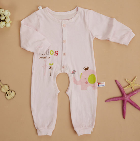 金色小魚(yú)純棉素色單面大象束口開(kāi)檔哈衣