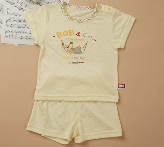 金色小魚竹纖維雙面素色皇冠熊哈衣