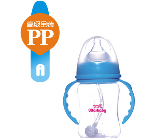 Q0愛寬口徑雙柄弧形自動PP奶瓶180ML