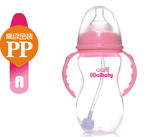 Q0愛(ài)寬口徑雙柄自動(dòng)PP奶瓶300ML