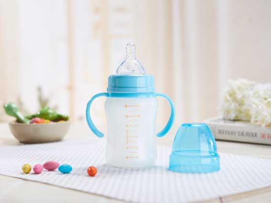 有樂(lè)米樂(lè)柄寬口奶瓶藍(lán)色(180ml)