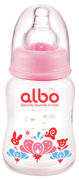 愛(ài)樂(lè)寶120ml標(biāo)口PP初生奶瓶紅花