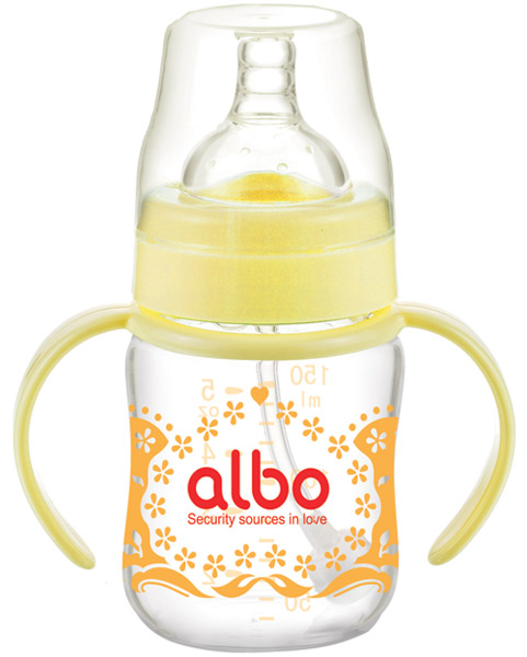 愛樂寶150ml自動晶鉆玻璃奶瓶黃