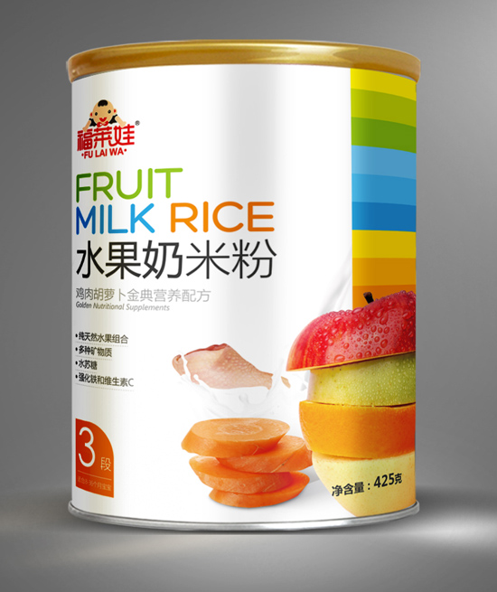 福萊娃雞肉胡蘿卜水果奶米粉聽(tīng)裝